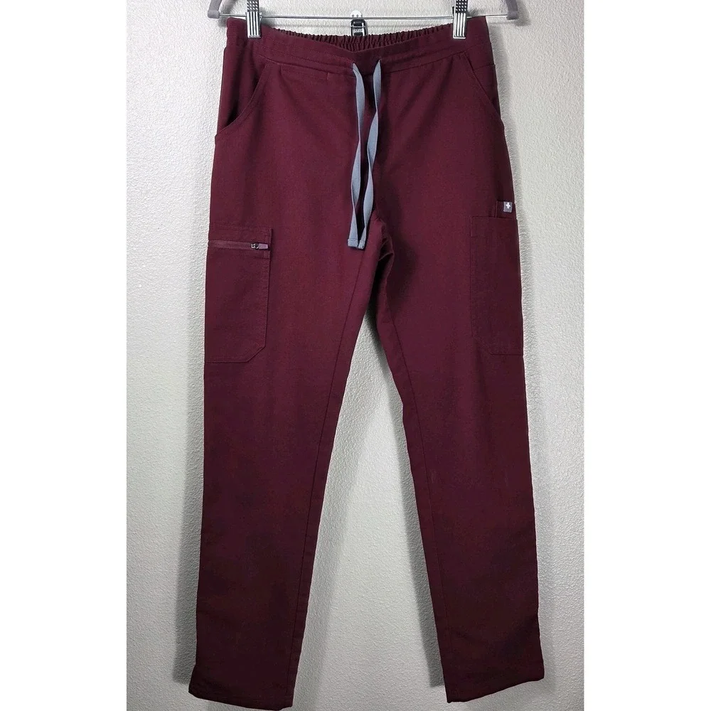 FIGS Technical Collection Burgundy Scrub Pants XS Cargo Medical Nursing Stretch